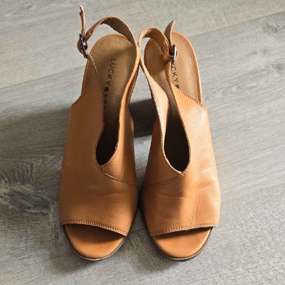 Lucky Brand Tan Leather Mules